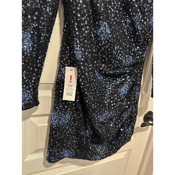 Bardot Blue Sequin Wrap Dress - Size M - NWT - Picture 8 of 9